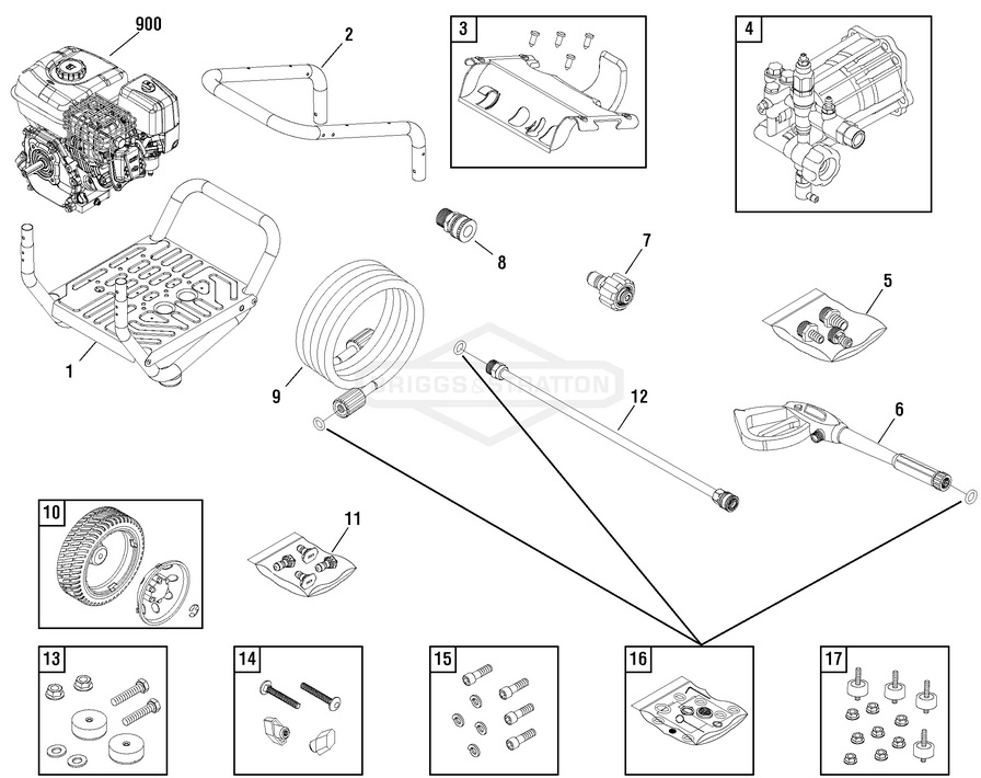 Briggs & Stratton pressure washer model 020634-01 replacement parts, pump breakdown, repair kits, owners manual and upgrade pump.